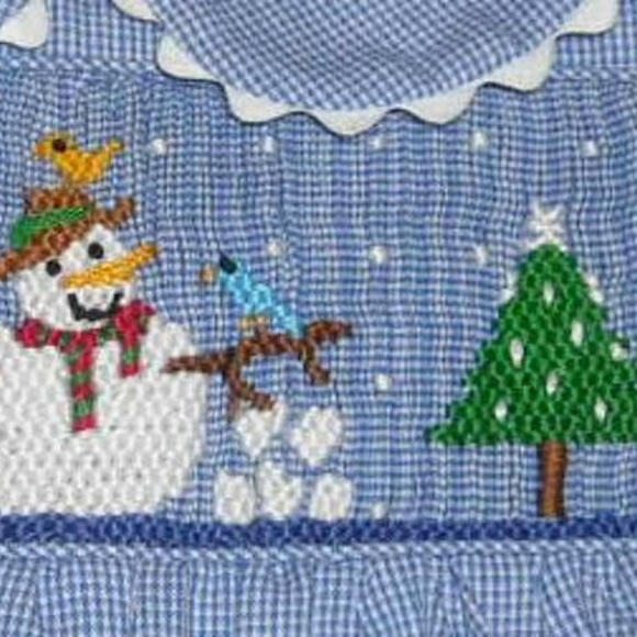 Be Mine Smocked Christmas Snowman Outfit Infant 3M - Picture 5 of 6